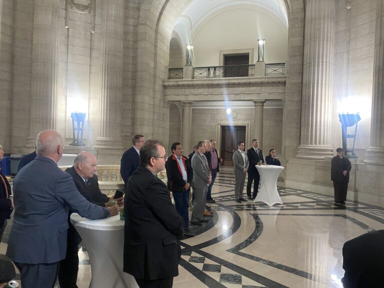 group of people at the Manitoba legislative building for lobby day 2024